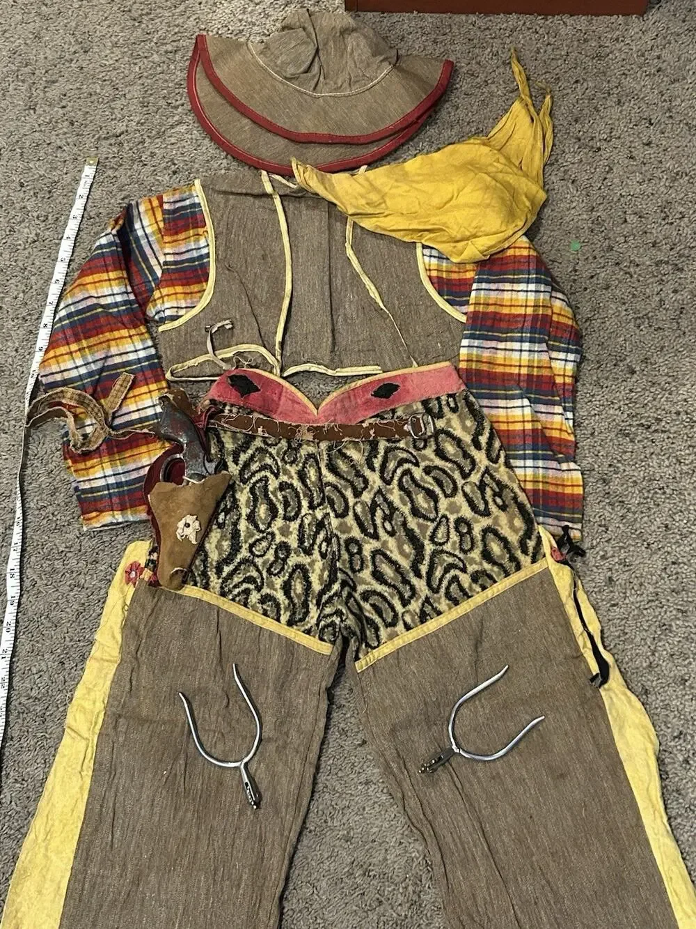 Vintage 1950's Roy Rodgers Child's Cowboy Pants Chaps Shirt Costume Brown